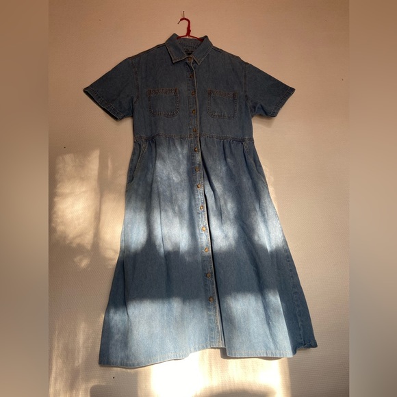 Cherokee 100% Cotton Denim Button Up Maxi Dress - Picture 6 of 9